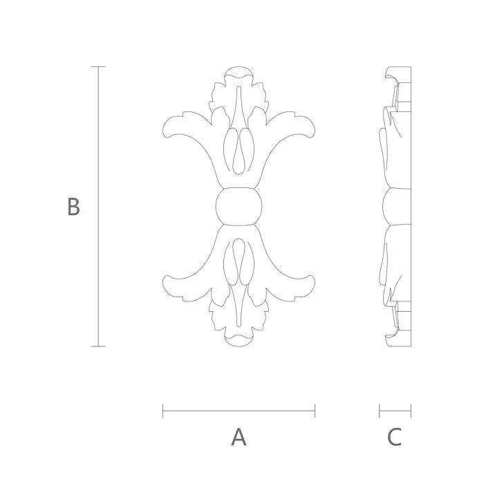 NPU-142 Polyurethane Appliques - sizing diagram