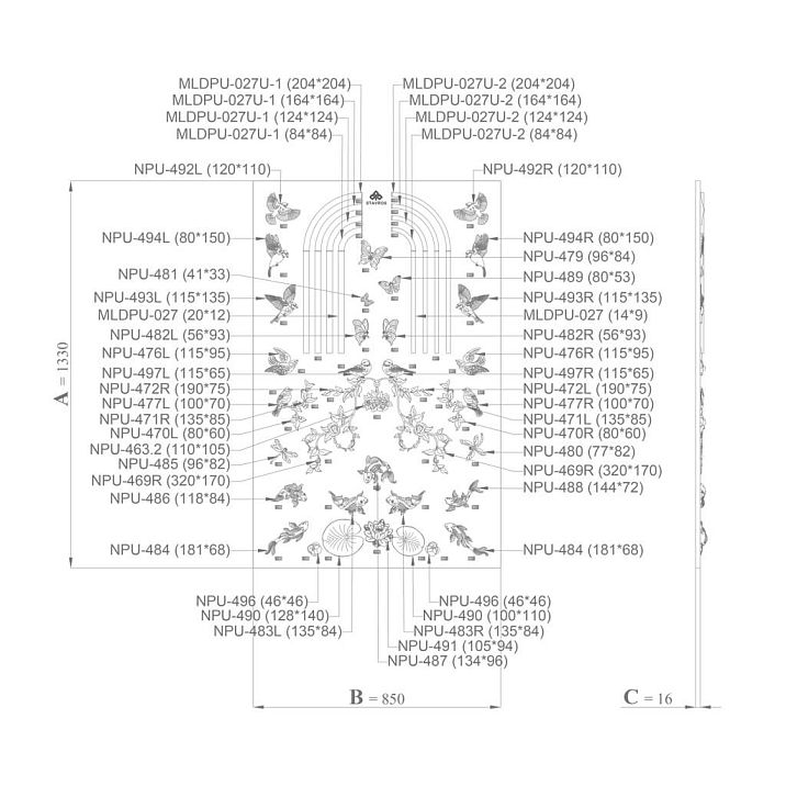 Exhibition stand SVPU‑001 for showroom display drawing