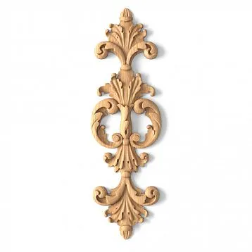 Carved wooden applique N-020 in the shape of a flower with curved petals