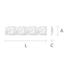 Dimensional diagram of the wooden baguette K-056.1 with parameters A, C and L