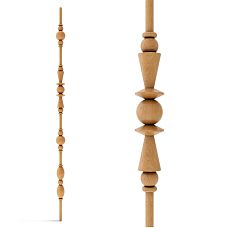 Set of decorative partition post KON-006 made of beech or oak with geometric turned elements