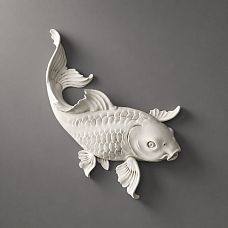 Decorative applique NPU-483L 'Fish' &ndash; polyurethane stucco in the shape of a fish on a gray background.