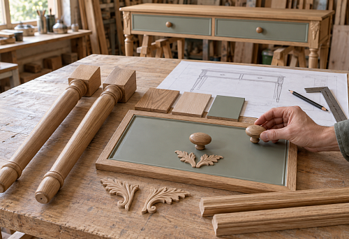 Custom furniture parts made of natural wood