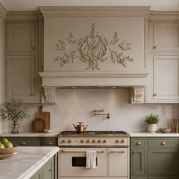 C-047 wooden decor set in interior on photo