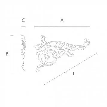 Wooden decorative inlay N-066L with floral pattern made of oak or beech