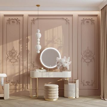 CPU-8-3 'Summer Garden' Molding Decor Kit &mdash; wide vertical panel with botanical corner scrolls and a thin frame on a gray background
