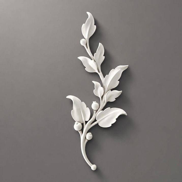 Relief decoration NPU-472L: branch with leaves made of polyurethane. Architectural decoration to buy