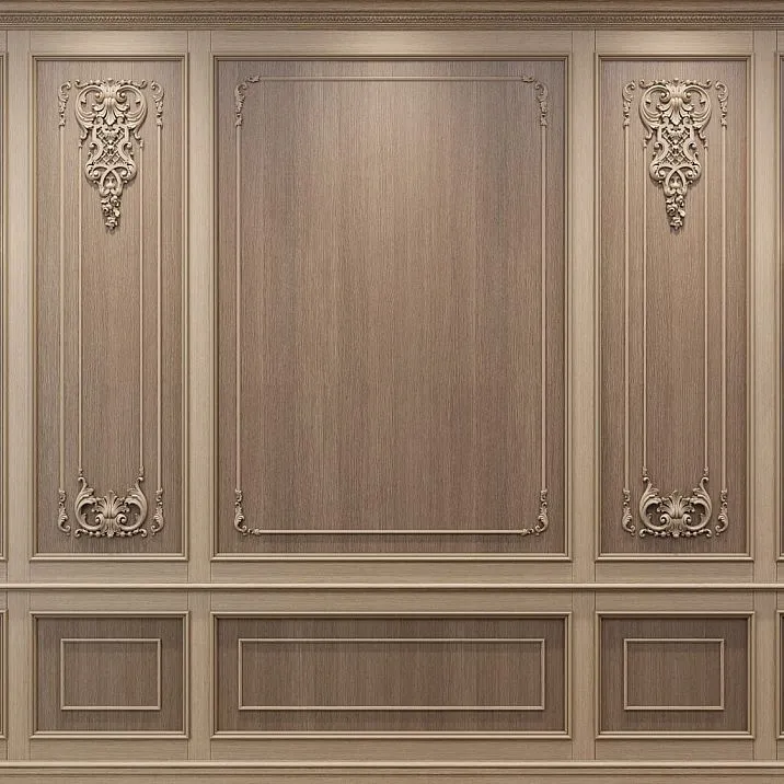 Wooden finial N-402.1R in composition with molding on a classic panel