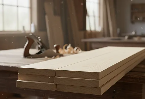 High-quality planed wooden batten for construction and design