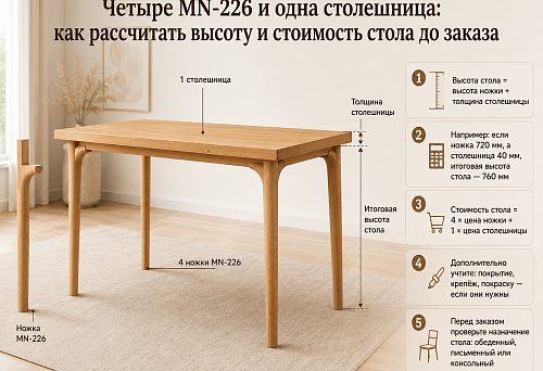 Ready-made table with a set of four MN-226 legs