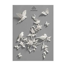 Exhibition stand SVPU-009 made of polyurethane with birds, flowers, leaves and butterflies STAVROS