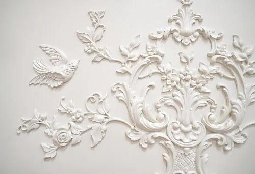 Polyurethane Decorative Elements with Floral Pattern and Bird Figurine