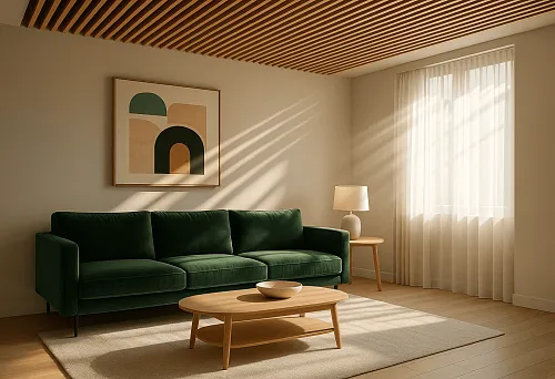 Decorative MDF strips for painting on the ceiling in a modern interior