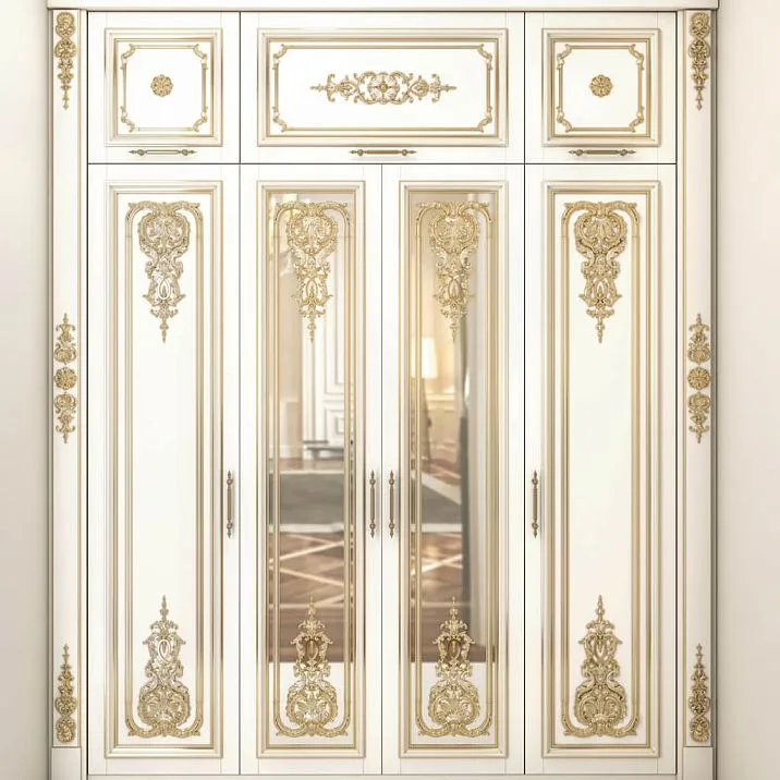 Decorative corner element MLD-2U-2.1R in the decoration of a classic cabinet furniture facade