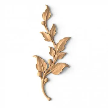 Wooden carved applique with branch and leaves N-472L