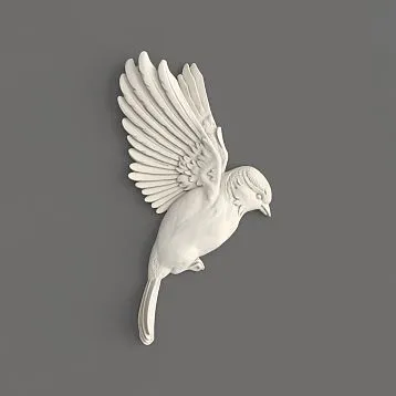 NPU-494L plaster decor&mdash;three-dimensional image of a decorative bird in flight, crafted using elegant plaster technique.