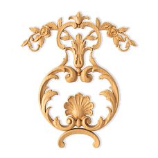 Wooden decor N-507 with carved roses, leaves, and volutes