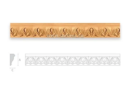Wooden decorative trim with carving in classic style