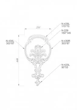 Wooden decor set with carved leaves and flowers