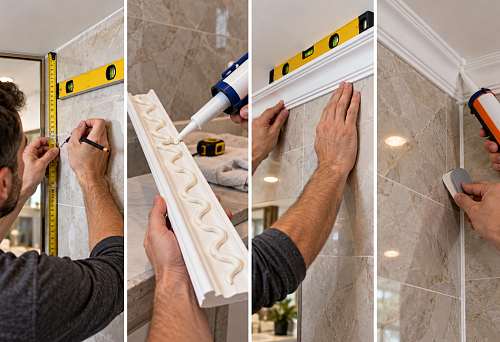 How to attach polyurethane moldings to tiles and porcelain stoneware: step-by-step instructions