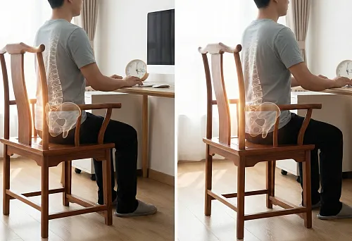 Comparison of sitting at a computer on a wooden chair: biomechanics of sitting and load on the spine for 8 hours a day