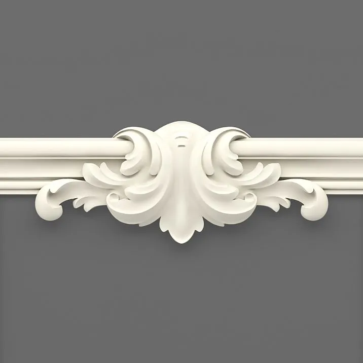 Decorative molding CPU-1-1 made of STAVROS polyurethane &mdash; modular system with corner and central elements for luxurious wall decoration