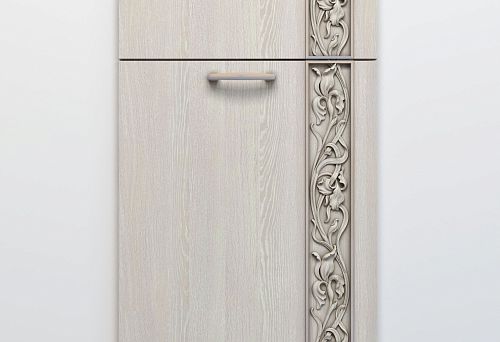 Modern furniture facade with vertical artistic carving