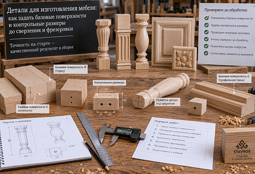 Furniture parts before drilling and milling