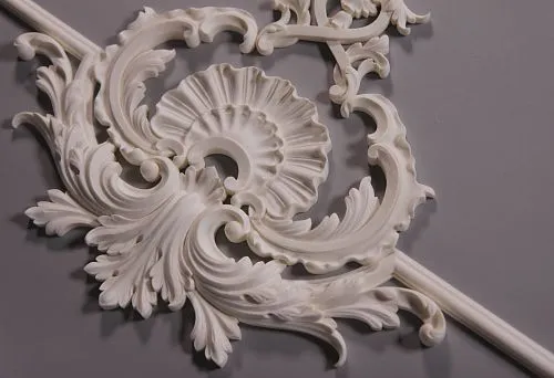 White Relief Ornament in Classic Style &mdash; a luxurious element for interior decoration.