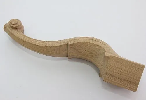 Curved furniture leg made of solid wood for a classic interior.