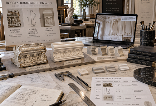 Producing a stucco replica from an existing sample