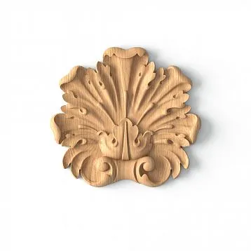Carved wooden overlay with petals, for furniture decoration, N-381