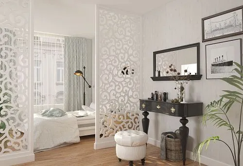 Modern Bedroom Zoning with Decorative Partitions