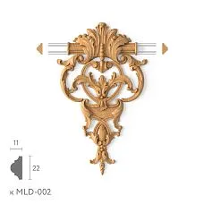 Wooden decorative element MLD-2-1.1, carved molding decor