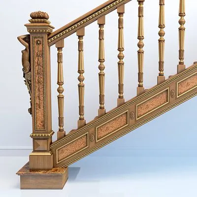 Wooden baluster L-028 на фото лестницы