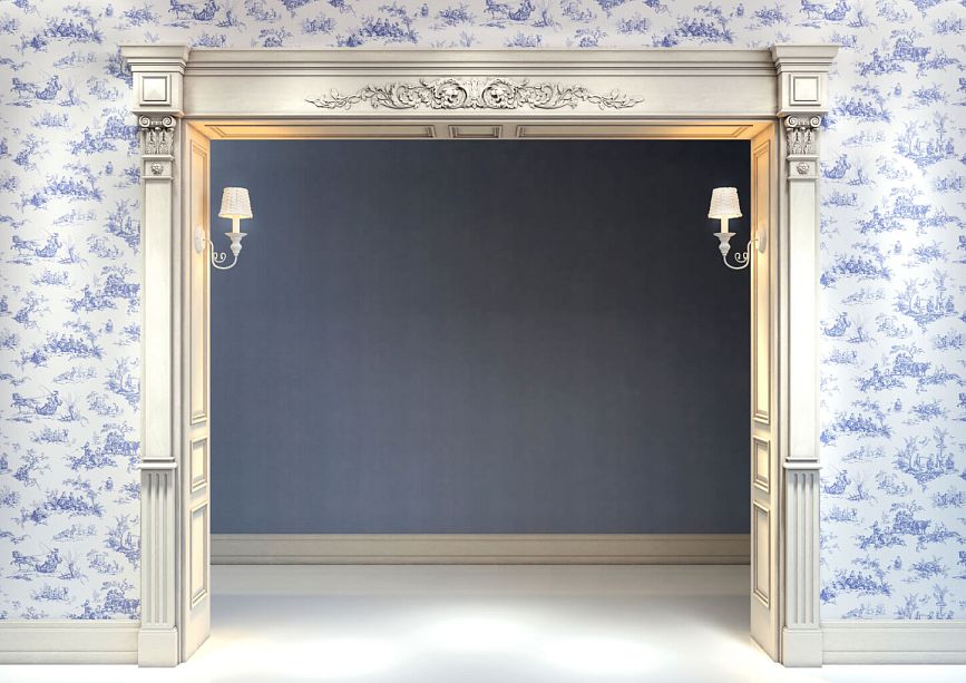 Carved wooden portal PRT-014 with antique pilasters