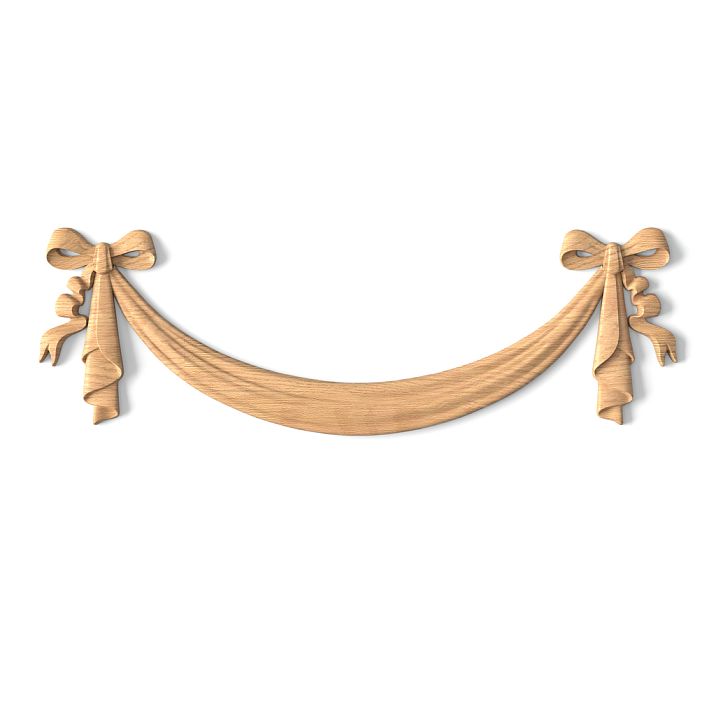 Carved overlay N-078 made of wood with bows for decoration