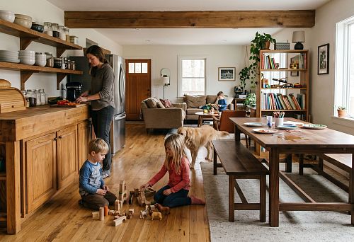 Practical interior for a family: which wooden details withstand an active lifestyle