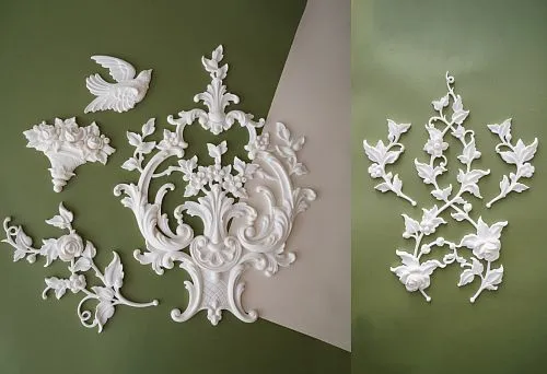 Large Carved Ornament from MDF with Floral Motifs, Used for Furniture and Interior Decoration