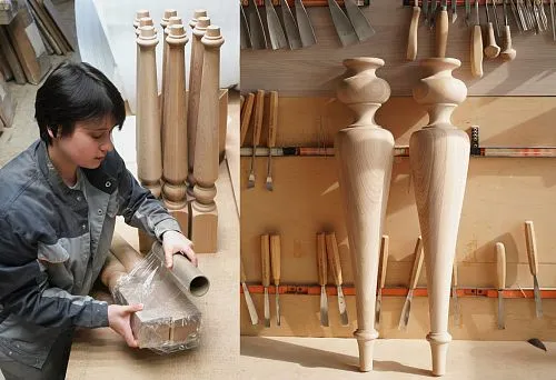Furniture legs with elegant shape, ready for processing and installation.