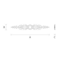 Wood carving with flowers and leaves - wooden overlay N-074 drawing