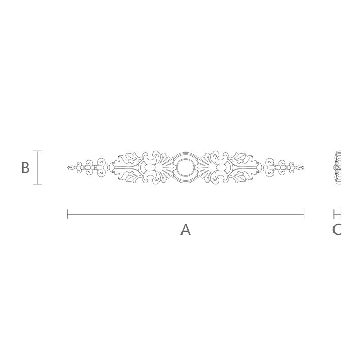 Wood carving with flowers and leaves - wooden overlay N-074 drawing