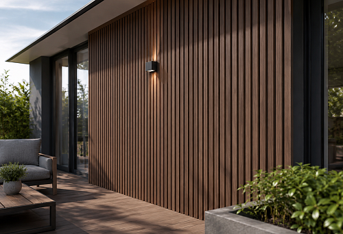 WPC slatted panels for wall finishing