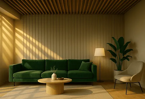 Decorative veneered MDF strips in a modern interior