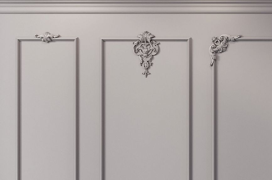 Wall panel with moldings and figured stucco STAVROS