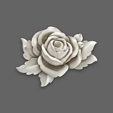 Relief decoration NPU-473: floral appliqu&eacute; from polyurethane in the shape of a rose