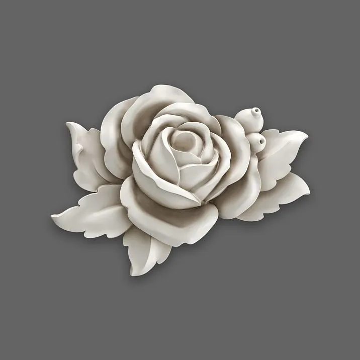 Relief decoration NPU-473: floral appliqu&eacute; from polyurethane in the shape of a rose