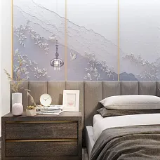 Interior composition with NPU-477L molded decoration on the bedroom wall