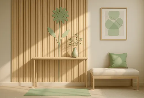 MDF interior trim behind a decorative composition with a flower