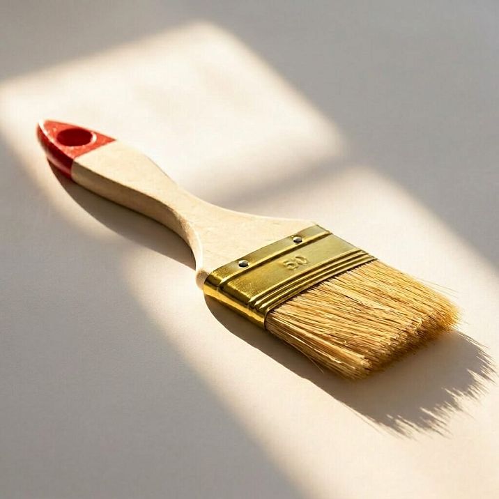 Flat brush 50 mm with natural bristle and wooden handle
